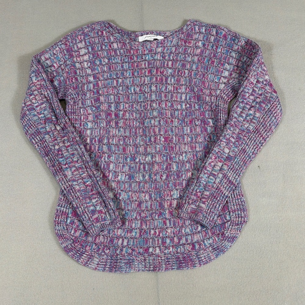 Foxcroft NYC Womens Space Dye Cable Knit Sweater‎ Purple Pink Blue Small